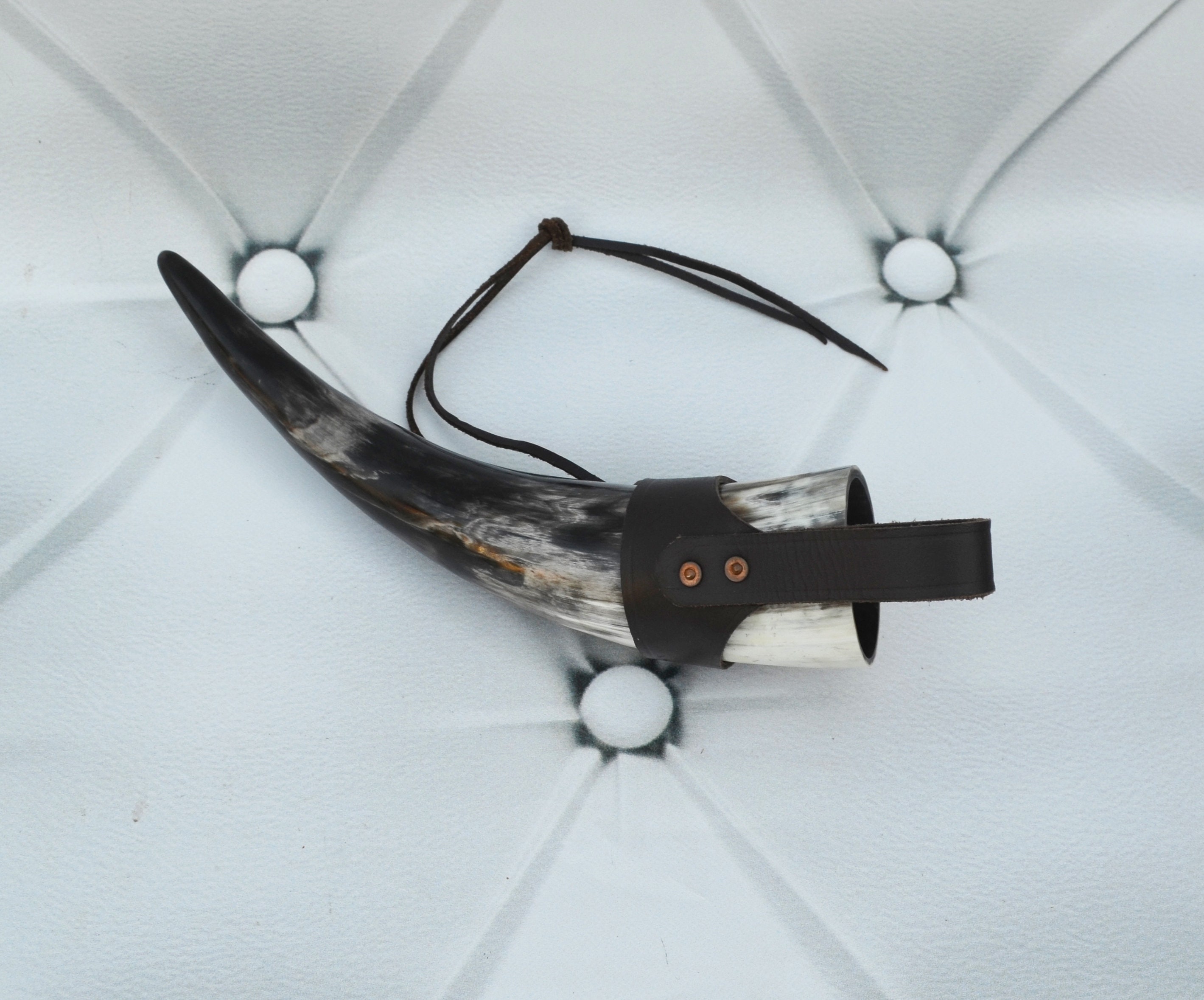 Viking mead horn with leather belt hanger celtic drinking Etsy