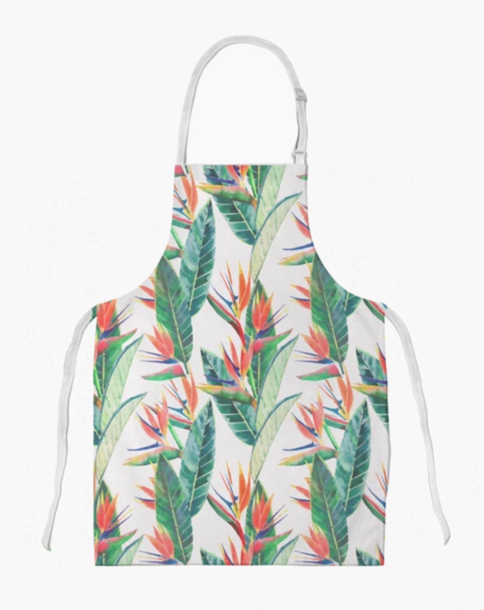Apron with tropical flower print