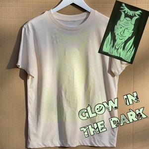 Ghost-Tee Glow in the dark Devil t shirt inspired by 1920s graphic prints. Unisex cotton size XL