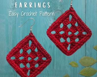 Earring Crochet Pattern, Granny Square Crochet Pattern, Laceweight Gia Earrings, Granny Square Earrings, Crochet Thread Earrings