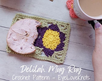 Mug Rug Crochet Pattern, Doily Crochet Pattern, Delilah Mug Rug, Spring Crochet Pattern, Crochet for Home, Cotton Crochet Pattern