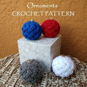 CROCHET PATTERN - Celtic Weave Bauble Ornaments, Crochet Christmas Ornaments, Crochet Bauble Ornaments, Crochet Celtic Weave Stitch