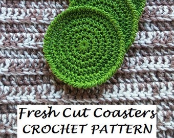 CROCHET PATTERN - Fresh Cut Coasters, Crochet Coasters Pattern, DIY Coasters, Easy Crochet Pattern, 24/7 Crochet Pattern, Crochet Dining Roo