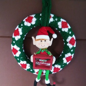 CROCHET PATTERN - Granny&#39;s Christmas Wreath, Granny Square Crochet Pattern, Granny Square Wreath Pattern, Christmas Crochet Pattern