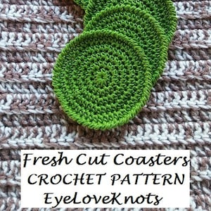 CROCHET PATTERN - Fresh Cut Coasters, Crochet Coasters Pattern, DIY Coasters, Easy Crochet Pattern, 24/7 Crochet Pattern, Crochet Dining Roo