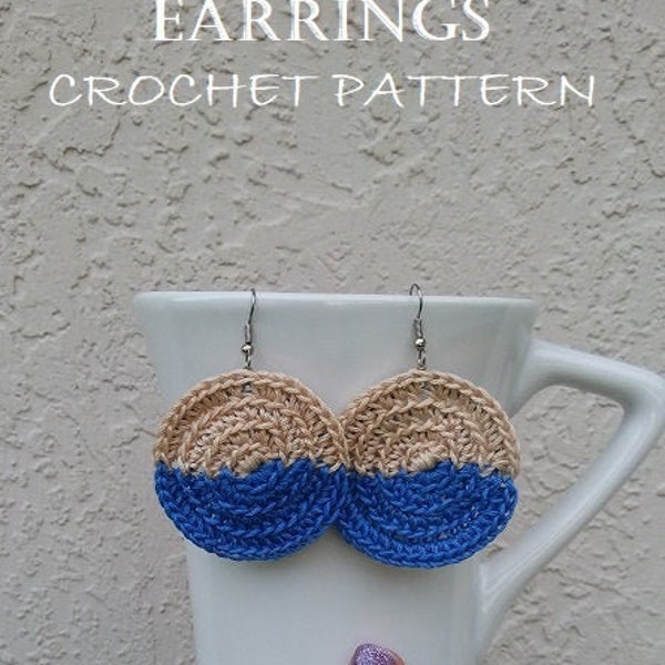 CROCHET PATTERN - Round Dip-Dyed Earrings Crochet Pattern, Crochet Earring Pattern, DIY Earrings, How to Crochet Earrings, Color Block Earri
