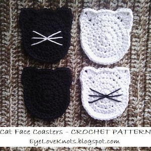 Cat Face Coaster Crochet Pattern, Kitty Coaster Crochet Pattern, Cat Lover Gift Idea, Easy Crochet Pattern, Crochet Cat Pattern image 1