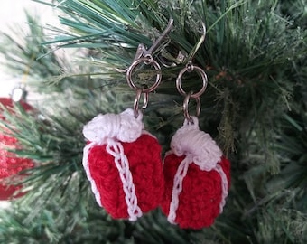 Christmas Crochet Pattern, Earring Crochet Pattern, Lightweight Gift Box Earrings Crochet Pattern, Thread Crochet Pattern