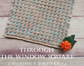 Afghan Square Crochet Pattern, Through the Window Square Crochet Pattern, Mosaic Crochet Pattern, Square Crochet Pattern