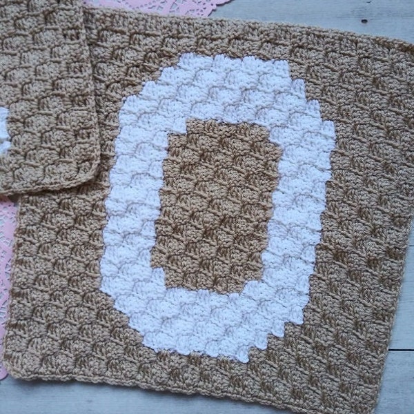 C2C Crochet Pattern, 18" C2C Alphabet Square, 18" Afghan Square, Crochet Decor Pattern, Crochet Square Pattern, Corner to Corner Letter