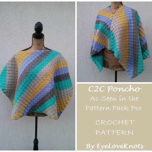 C2C Crochet Pattern C2C Poncho Crochet Pattern, Corner to Corner Poncho Crochet Pattern, Corner to Corner Crochet Pattern, Women's Crochet P