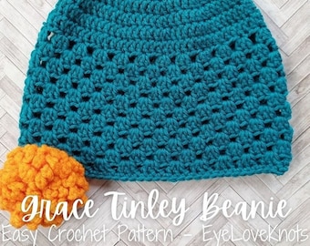 Easy Beanie Crochet Pattern, Granny Square Beanie, Granny Stitch Beanie, Grace Tinley Beanie, Spring Crochet Pattern