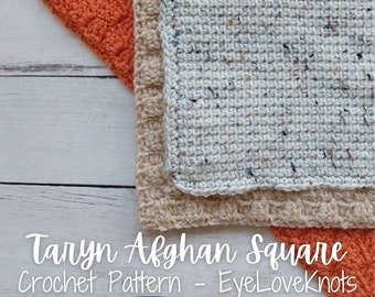 TSS Crochet Pattern, TSS Afghan Square, Basic Tunisian Simple Stitch Afghan Square, Taryn Afghan Square, Easy Tunisian Crochet Pattern