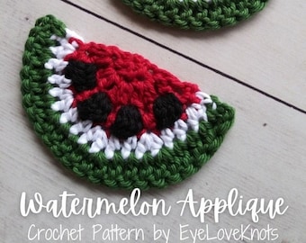 Summer Crochet Pattern, Watermelon Slice Applique, How to Crochet an Applique, Watermelon Crochet Pattern, Applique Crochet Pattern