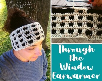 Mosaic Crochet Pattern, Fall Crochet Pattern, Through the Window Earwarmer Crochet Pattern, Crochet Pattern for Women, Spring Crochet Patter