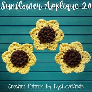 Sunflower Crochet Pattern, Fall Crochet Pattern, Summer Crochet Pattern, Sunflower Applique Crochet Pattern, Flower Crochet Pattern