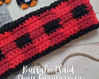 Single Crochet Earwarmer Crochet Pattern, Buffalo Plaid Shay Earwarmer Crochet Pattern, Buffalo Plaid Crochet Pattern, Women Winter Crochet