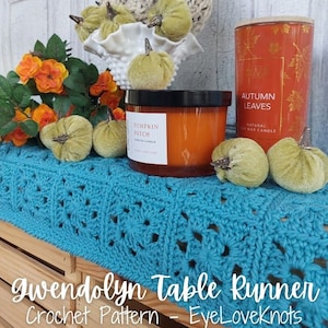 Table Runner Crochet Pattern, Crocheted Table Runner, Gwendolyn Table Runner Crochet Pattern, Granny Square Table Runner