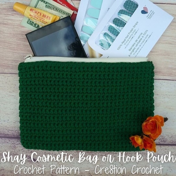 Clutch Crochet Pattern, Basic Cosmetic Bag Crochet Pattern, Shay Cosmetic Bag or Hook Pouch, Crochet Pattern for Women, Easy Crochet Pattern