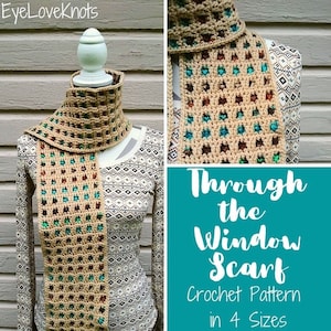 Mosaic Crochet Pattern, Fall Crochet Pattern, Through the Window Scarf Crochet Pattern, Crochet Pattern for Women, Spring Crochet Patter