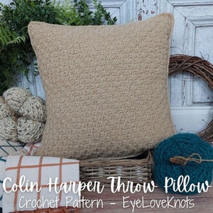 C2C Crochet Pattern, C2C Throw Pillow, Basic C2C HDC Throw Pillow, Colin Harper Throw Pillow, Crochet Decor Pattern, Corner to Corner Patter