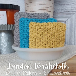 Washcloth Crochet Pattern, Dishcloth Crochet Pattern, Landon Washcloth Crochet Pattern, Easy Crochet Washcloth Pattern, Easy Dishcloth Patte