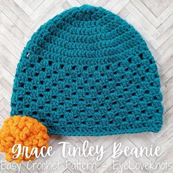 Easy Beanie Crochet Pattern, Granny Square Beanie, Granny Stitch Beanie, Grace Tinley Beanie, Spring Crochet Pattern