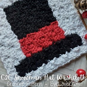 Washcloth Crochet Pattern, Christmas Crochet Pattern, C2C Snowman Washcloth Crochet Pattern, Dishcloth Crochet Pattern, Kitchen Crochet Patt