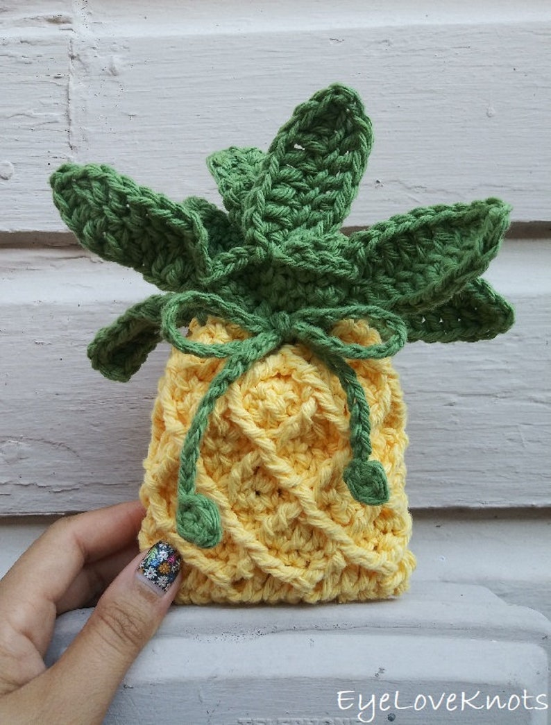 Soap Cozy Crochet Pattern, Gift Bag Crochet Pattern, Pineapple Soap Cozy, Pineapple Gift Bag, Pineapple Crochet Pattern, Summer Crochet Patt image 2