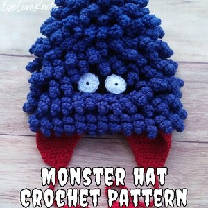 Monster Beanie Crochet Pattern, Curly Hair Beanie Crochet Pattern, Men's Beanie Crochet Pattern, Women's Beanie Crochet Pattern, Hat Pattern