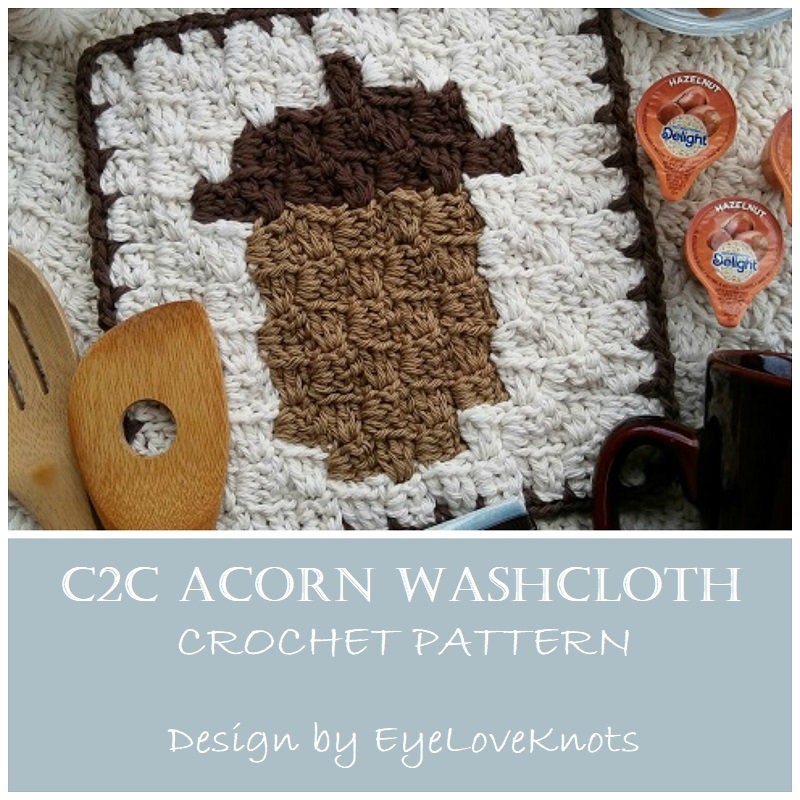 Crochet Pattern C2C Acorn Washcloth