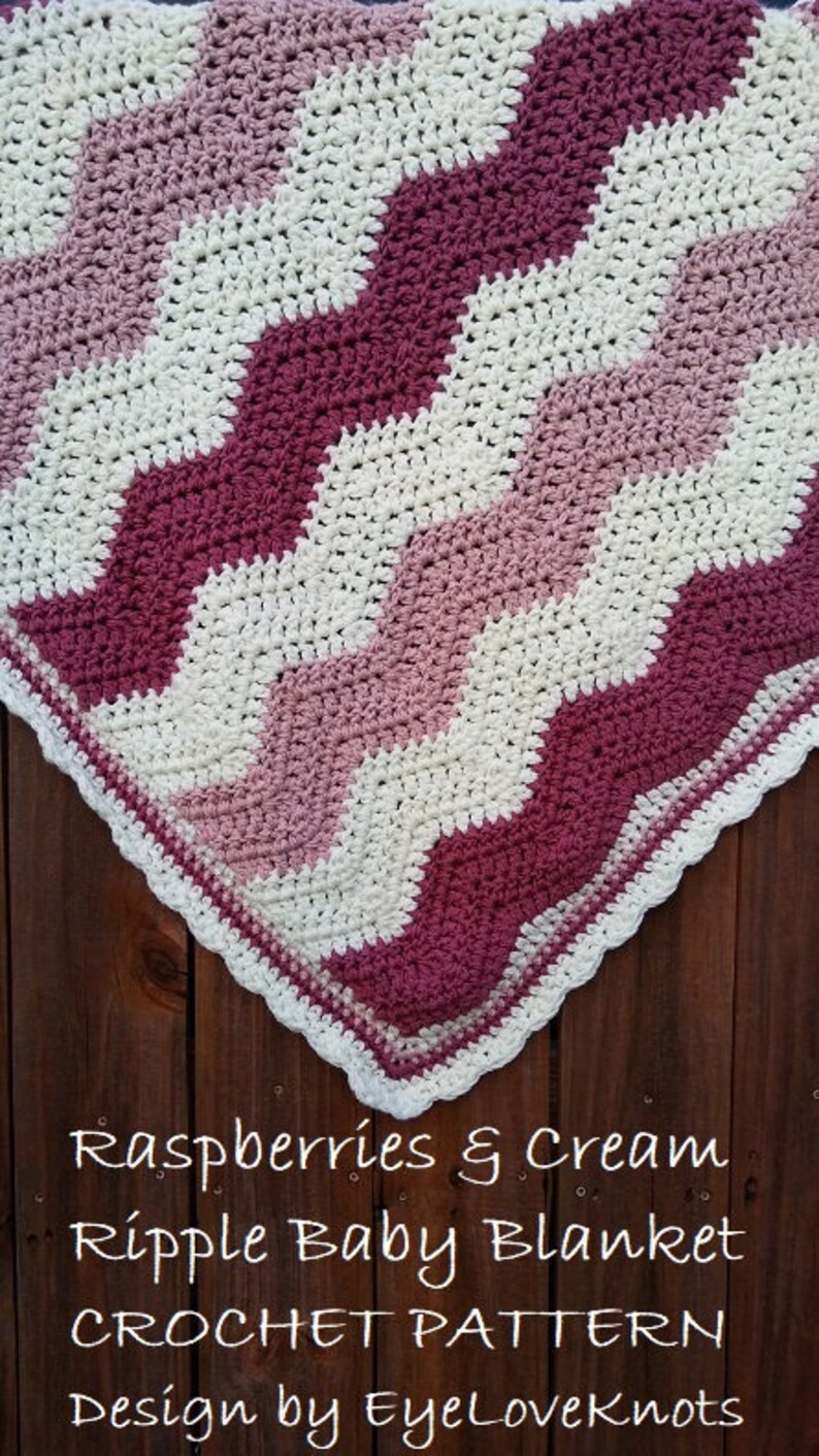 Baby Blanket Crochet Pattern Raspberries & Cream Ripple Baby Etsy