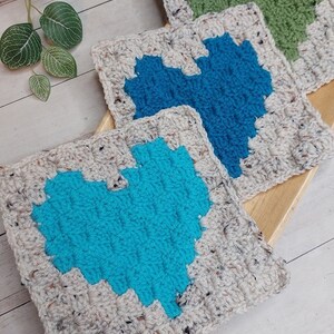 C2C Crochet Heart Square Pattern, 8 crochet square pattern, valentine crochet blanket pattern, crocheted afghan pattern with hearts image 7