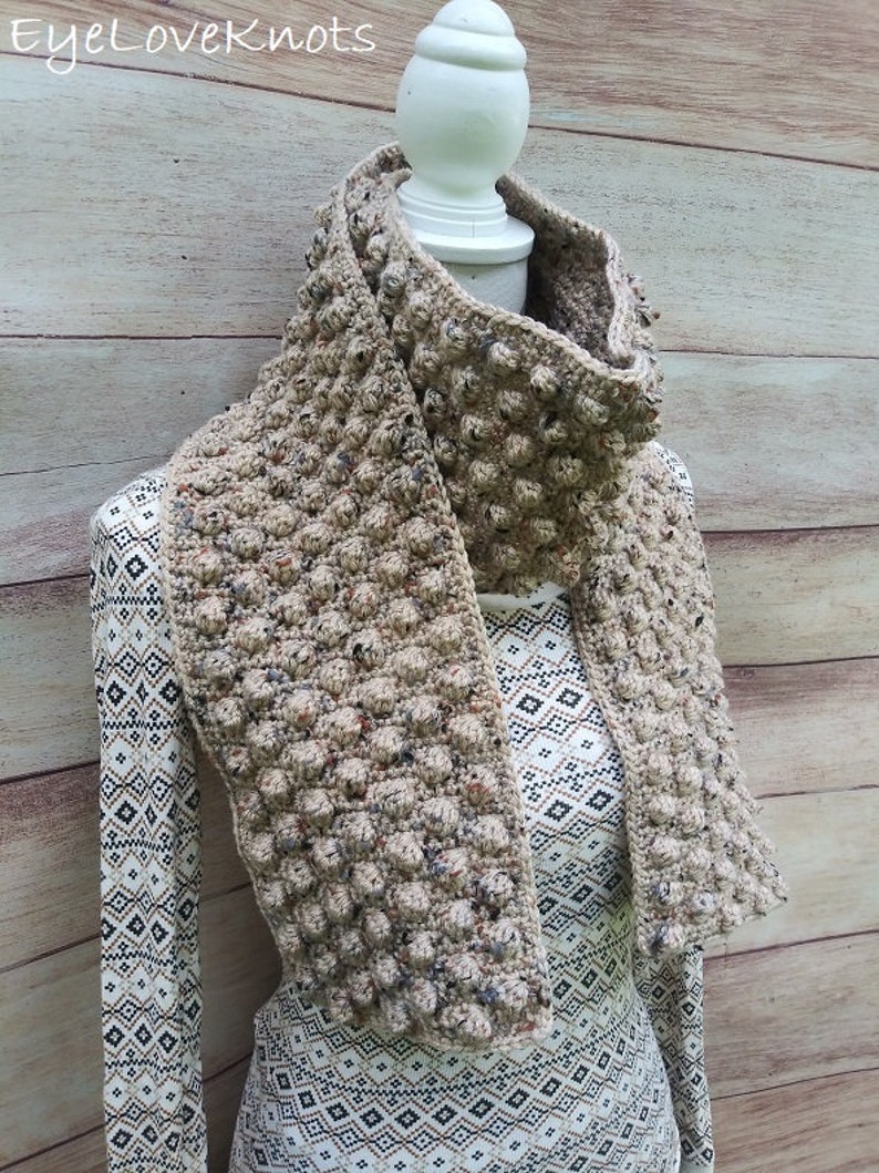 Spring Crochet Pattern Bobblish Scarf Crochet Pattern Bobble Scarf