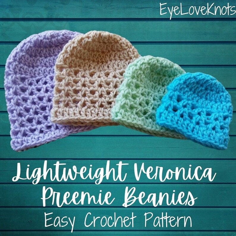 Baby Beanie Crochet Pattern, Preemie Hat Crochet Pattern, Lightweight Veronica Preemie Beanie, Spring Crochet Pattern, Easy Crochet Pattern image 1