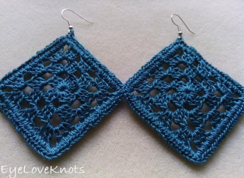 Earring Crochet Pattern, Granny Square Crochet Pattern, Laceweight Gia ...