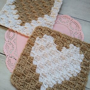 C2C Crochet Heart Square Pattern, 8 crochet square pattern, valentine crochet blanket pattern, crocheted afghan pattern with hearts image 3