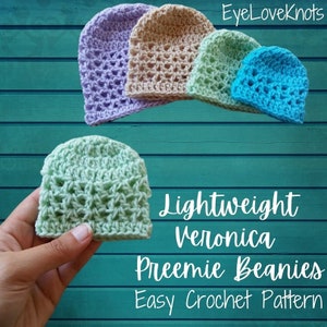 Baby Beanie Crochet Pattern, Preemie Hat Crochet Pattern, Lightweight Veronica Preemie Beanie, Spring Crochet Pattern, Easy Crochet Pattern image 5
