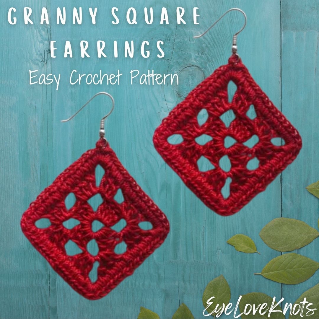 Earring Crochet Pattern, Granny Square Crochet Pattern, Laceweight Gia ...