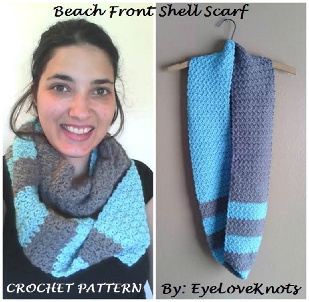 Seashell Scarf Pattern CROCHET PATTERN - Beach Front Shell Scarf - Infinity Scarf Crochet ...