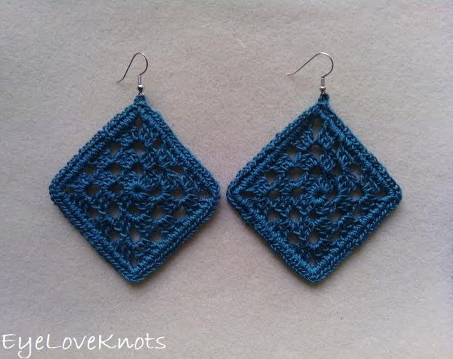 Earring Crochet Pattern, Granny Square Crochet Pattern, Laceweight Gia ...