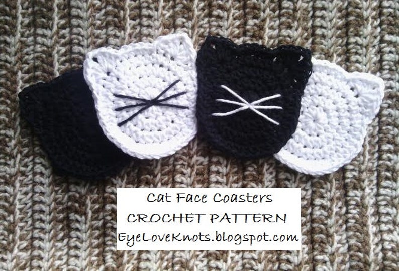 Cat Face Coaster Crochet Pattern, Kitty Coaster Crochet Pattern, Cat Lover Gift Idea, Easy Crochet Pattern, Crochet Cat Pattern image 4