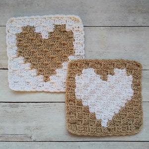 C2C Crochet Heart Square Pattern, 8 crochet square pattern, valentine crochet blanket pattern, crocheted afghan pattern with hearts image 4