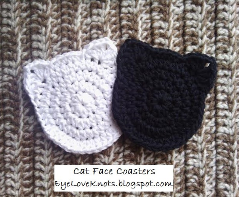 Cat Face Coaster Crochet Pattern, Kitty Coaster Crochet Pattern, Cat Lover Gift Idea, Easy Crochet Pattern, Crochet Cat Pattern image 2