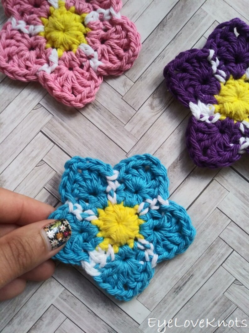 Flower Crochet Pattern Me Not Applique Spring Crochet Etsy