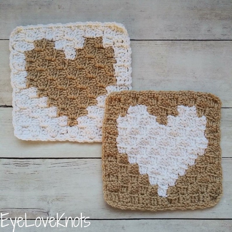 C2C Crochet Heart Square Pattern, 8 crochet square pattern, valentine crochet blanket pattern, crocheted afghan pattern with hearts image 6