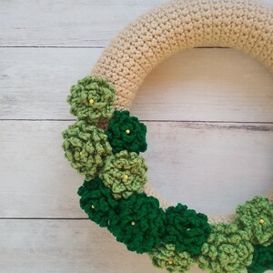 Wreath Crochet Pattern, St Patrick's Day Wreath, Endless Summer Wreath Crochet Pattern, Spring Crochet Pattern, Crochet St Patricks Decor image 4