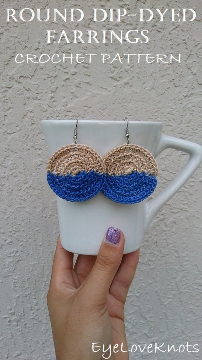 CROCHET PATTERN Round Dip-Dyed Earrings Crochet Pattern image 0