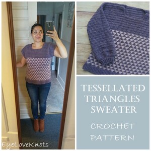 CROCHET PATTERN - Tessellated Triangles Sweater, Crochet Sweater Pattern, Tapestry Crochet Sweater Pattern, Easy Adult Sweater Crochet Patte
