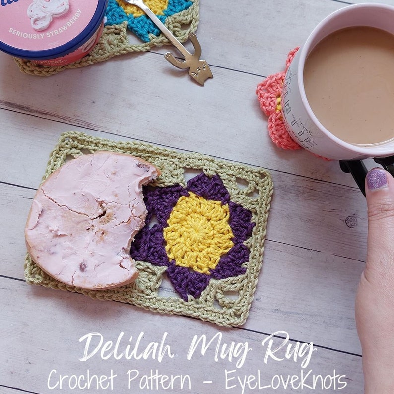 Mug Rug Crochet Pattern, Doily Crochet Pattern, Delilah Mug Rug, Spring Crochet Pattern, Crochet for Home, Cotton Crochet Pattern image 1